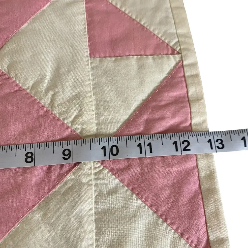 Vintage Handmade Quilted Patchwork Pinwheel Placemats Set of 2 Pink and White